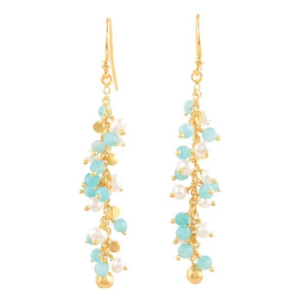 Alternate image for Hand Made Gold-Plated Cultured Pearl Dangle Earrings Berry Beautiful