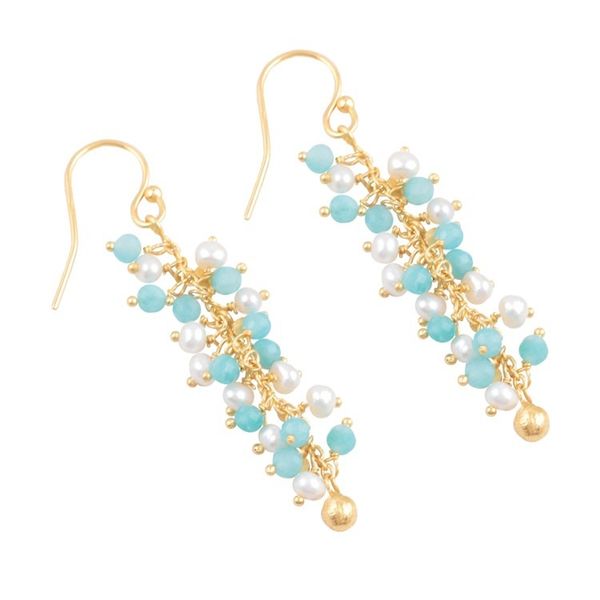Alternate image for Hand Made Gold-Plated Cultured Pearl Dangle Earrings Berry Beautiful