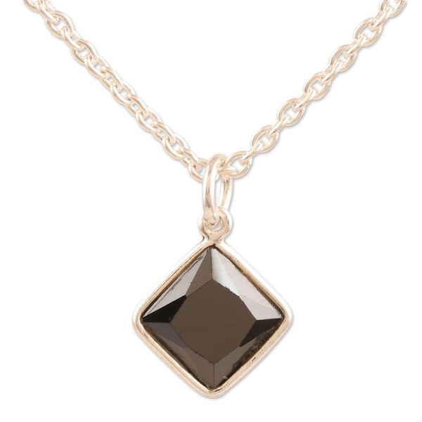 Alternate image for Indian Black Onyx and Sterling Silver Pendant Necklace Liquid Smoke