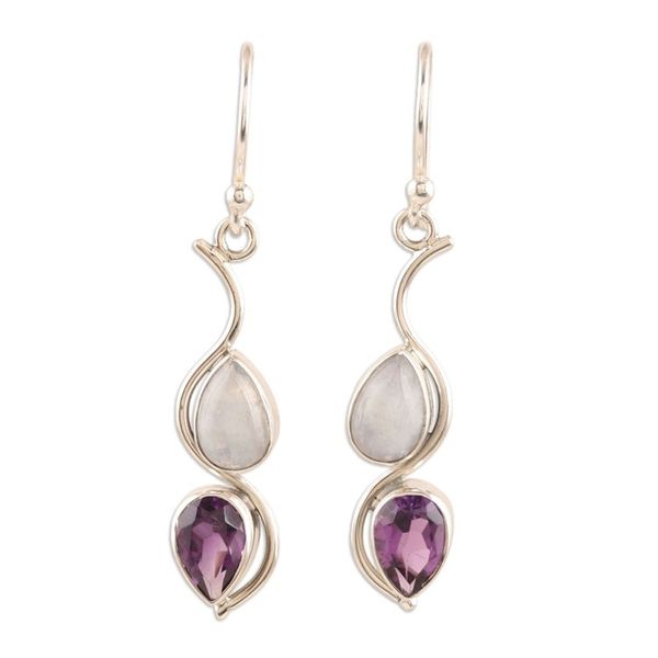 Alternate image for Handcrafted Indian Amethyst Dangle Earrings Hall of Fame in Purple
