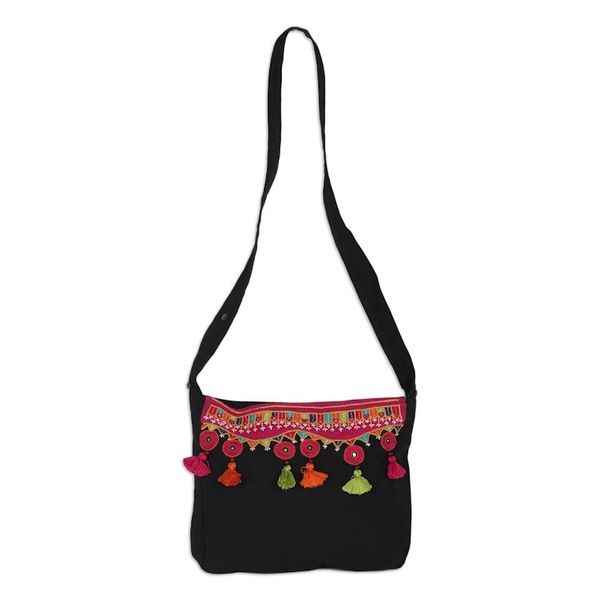 Alternate image for Handmade Embroidered Cotton Sling Bag Gujarat Beauty