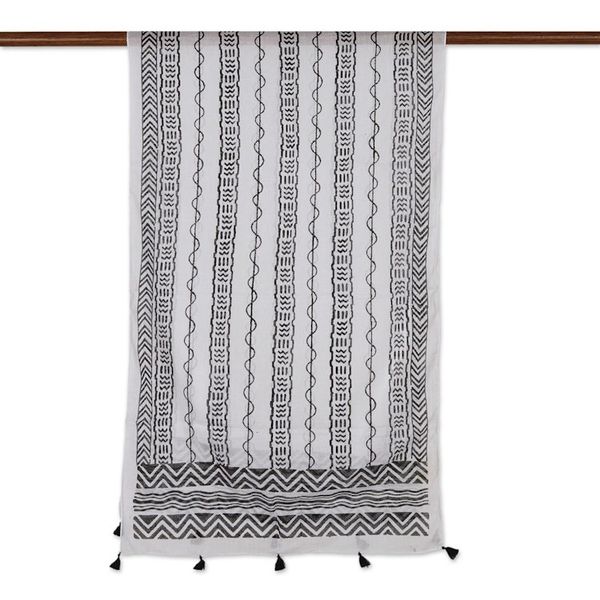 Alternate image for Geometric Block-Printed Cotton Shawl Creative Path