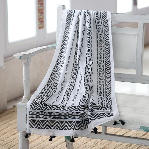 Alternate image for Geometric Block-Printed Cotton Shawl Creative Path