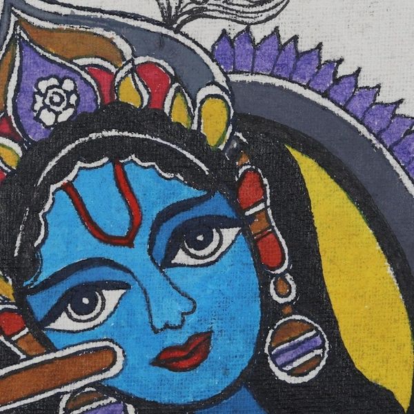 Alternate image for Indian Madhubani Painting on Handmade Paper Murlimanohar
