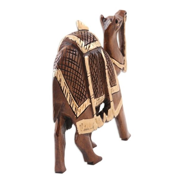 Alternate image for Camel Wood Figurine Hand-carved and Hand-painted in India Camel Walk