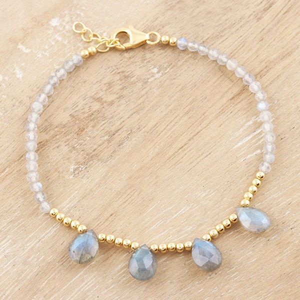 Alternate image for Gold-Plated Labradorite Charm Bracelet Early Morning Rain