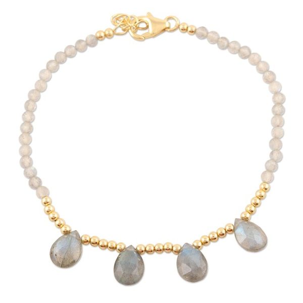 Alternate image for Gold-Plated Labradorite Charm Bracelet Early Morning Rain