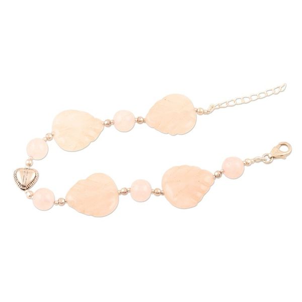 Alternate image for Rose Quartz and Sterling Silver Beaded Bracelet Pale Passion