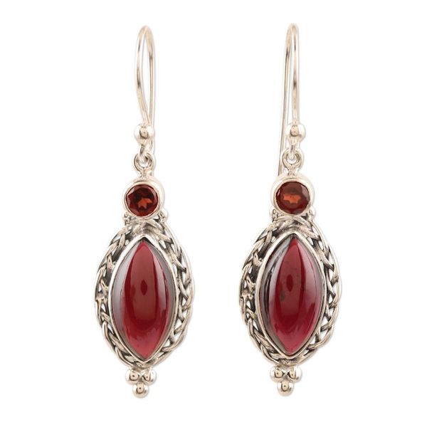 Alternate image for Handcrafted Garnet and Sterling Silver Dangle Earrings Sweet Berry