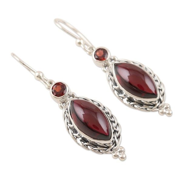 Alternate image for Handcrafted Garnet and Sterling Silver Dangle Earrings Sweet Berry