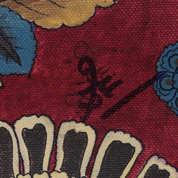 Alternate image for Original Signed Kalamkari Acrylic Painting The Delicate Bond Maroon