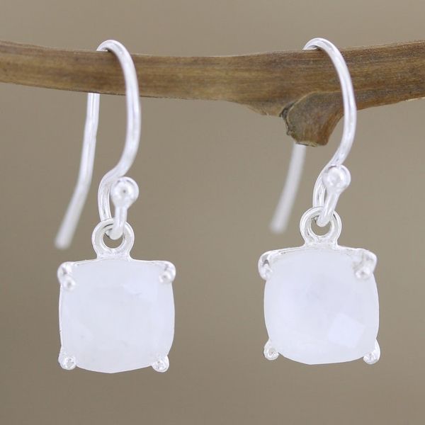 Alternate image for Sterling Silver and Rainbow Moonstone Dangle Earrings Heaven Sent