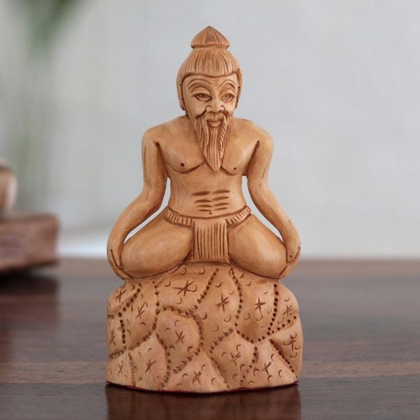 Alternate image for Artisan Crafted Yogi Sculpture from India Supta Virasana