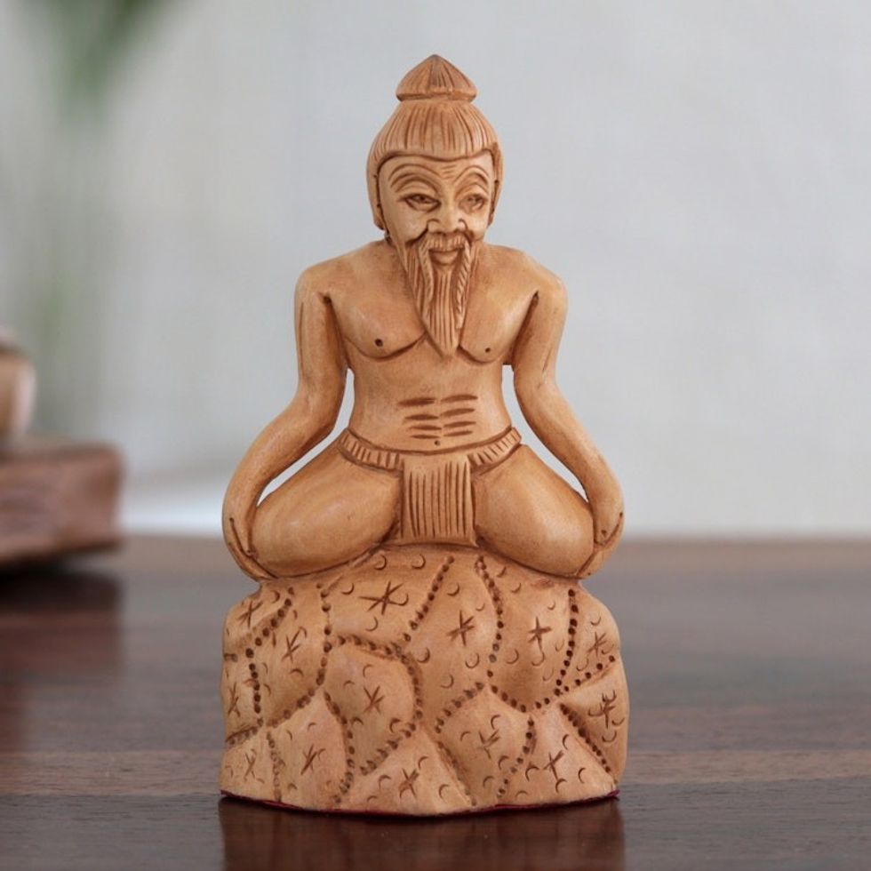 Artisan Crafted Yogi Sculpture from India 'Supta Virasana'