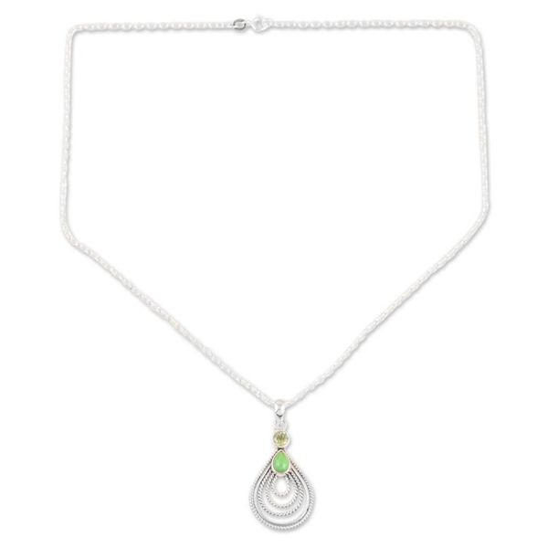 Alternate image for Hand Crafted Peridot and Sterling Silver Pendant Necklace Radiate in Green