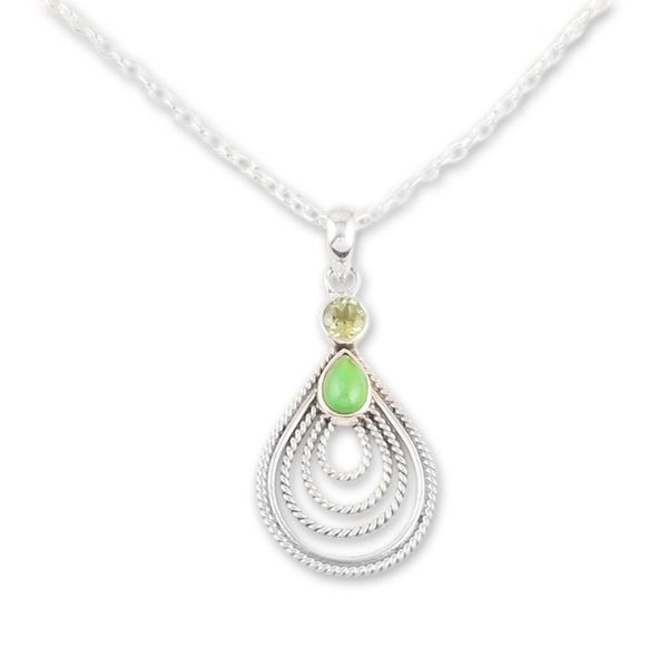 Alternate image for Hand Crafted Peridot and Sterling Silver Pendant Necklace Radiate in Green