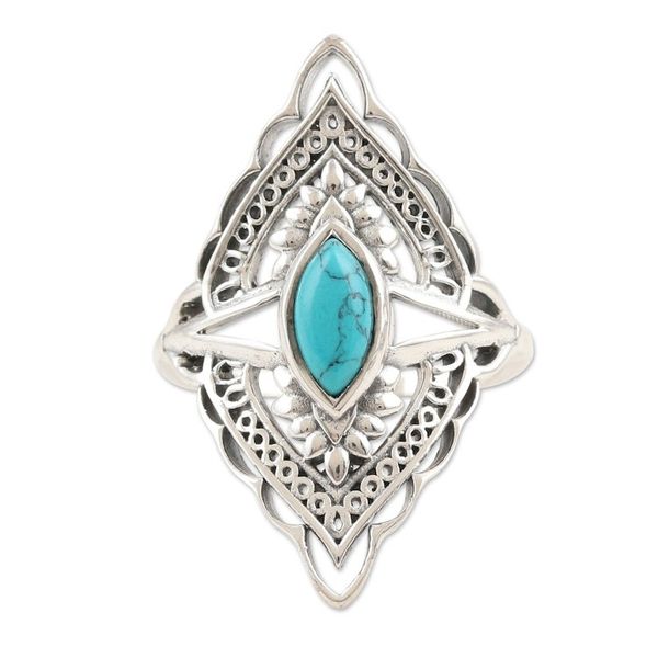 Alternate image for Hand Made Sterling Silver Cocktail Ring from India Majestic Sky