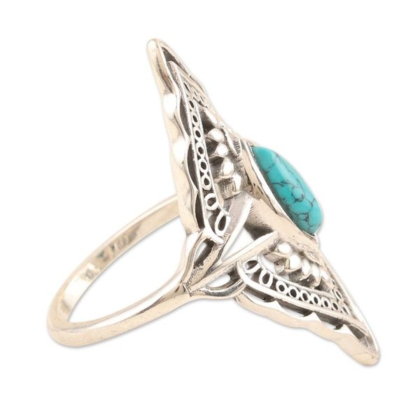 Alternate image for Hand Made Sterling Silver Cocktail Ring from India Majestic Sky