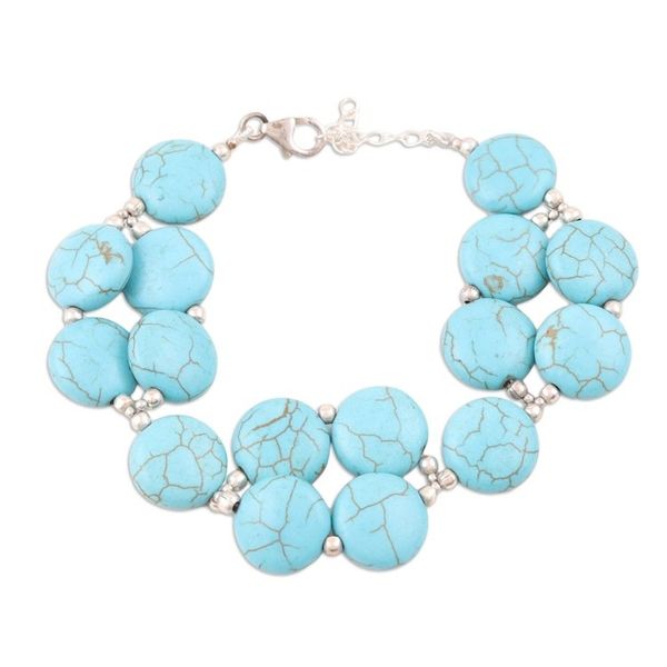 Alternate image for Hand Crafted Sterling Silver and Calcite Beaded Bracelet Like Clockwork