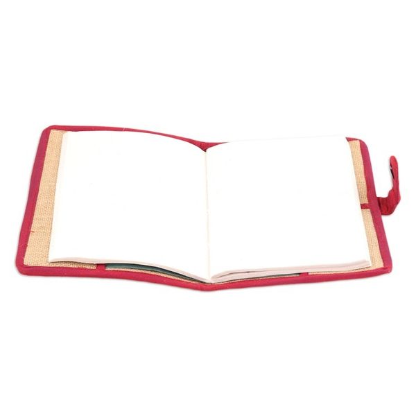 Alternate image for Cerise Silk and Jute Journal with 40 Handmade Paper Pages Cerise Secrets