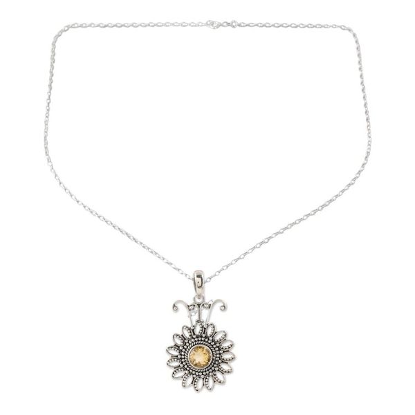 Alternate image for Sterling Silver and Citrine Pendant Necklace Floral Games