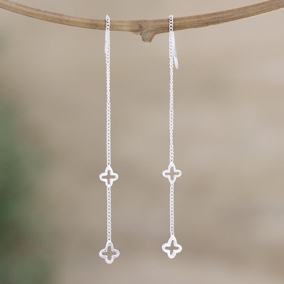 Artisan Crafted Sterling Silver Threader Earrings 'Trend Setter'