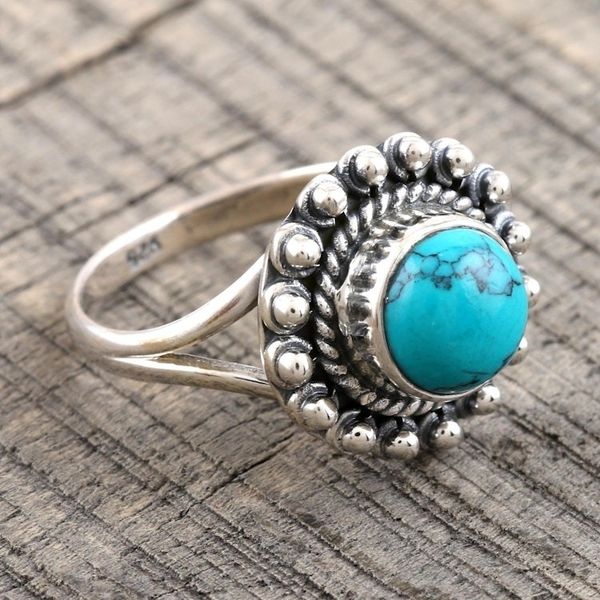 Alternate image for Handmade Sterling Silver Cocktail Ring Turquoise Day