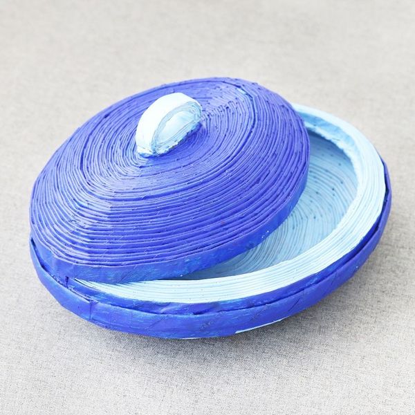 Alternate image for Eco-Friendly Blue Paper Basket from India Elliptical Beauty