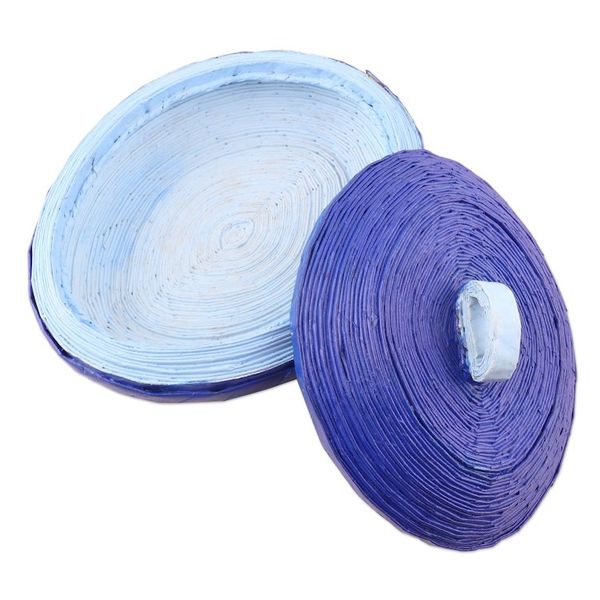 Alternate image for Eco-Friendly Blue Paper Basket from India Elliptical Beauty