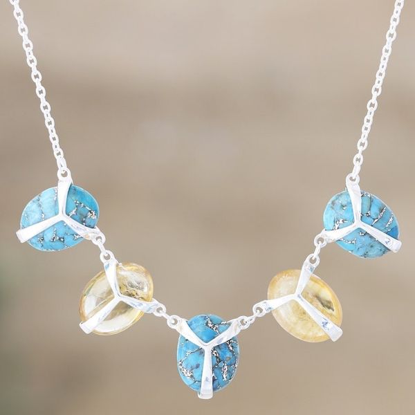Alternate image for Handmade Citrine and Sterling Silver Pendant Necklace Between Day and Night