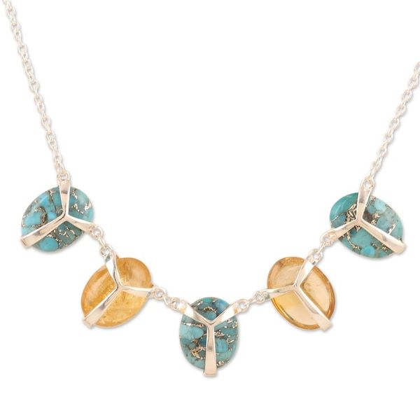 Alternate image for Handmade Citrine and Sterling Silver Pendant Necklace Between Day and Night