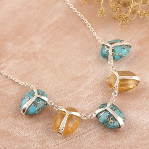 Alternate image for Handmade Citrine and Sterling Silver Pendant Necklace Between Day and Night