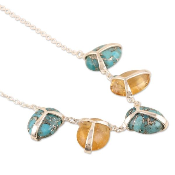 Alternate image for Handmade Citrine and Sterling Silver Pendant Necklace Between Day and Night