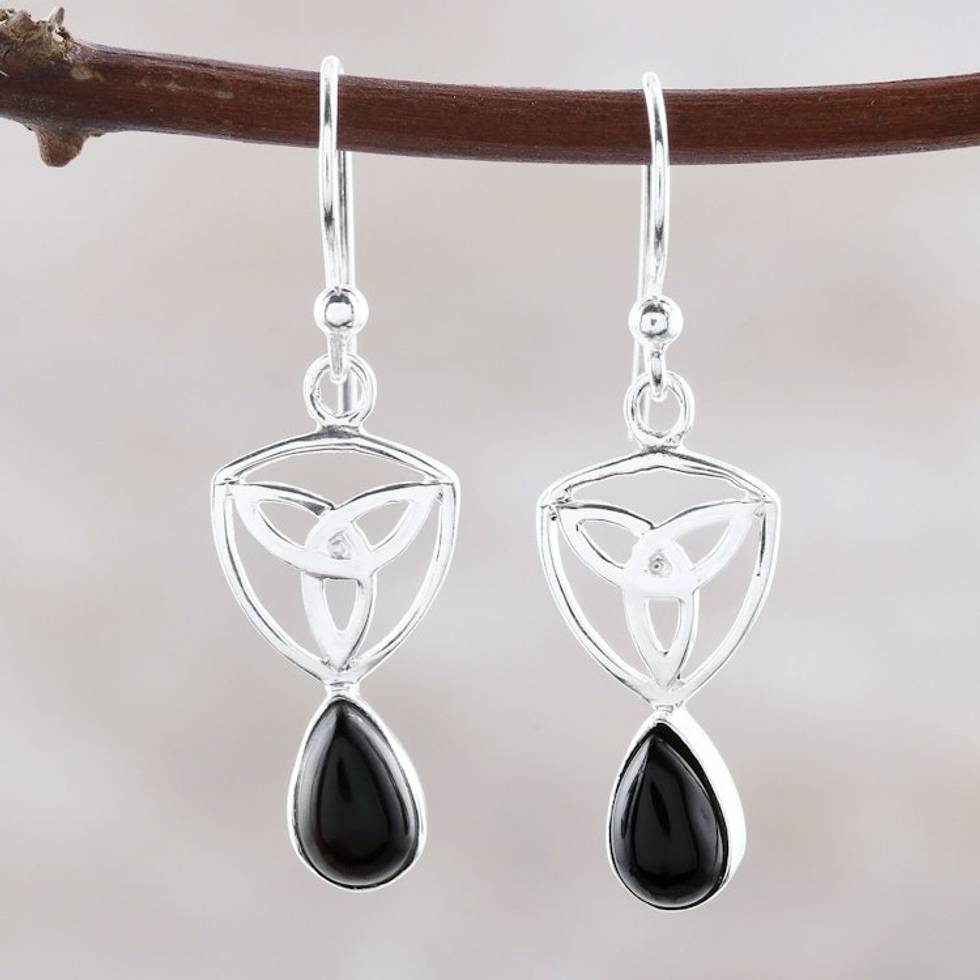Sterling Silver and Onyx Infinity Dangle Earrings 'Midnight Infinity'