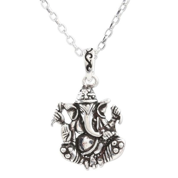 Alternate image for Sterling Silver Ganesha Pendant Necklace Sitting Ganesha
