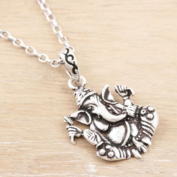 Alternate image for Sterling Silver Ganesha Pendant Necklace Sitting Ganesha