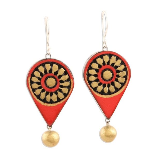 Alternate image for Hand Painted Ceramic Dangle Earrings from India Bullseye