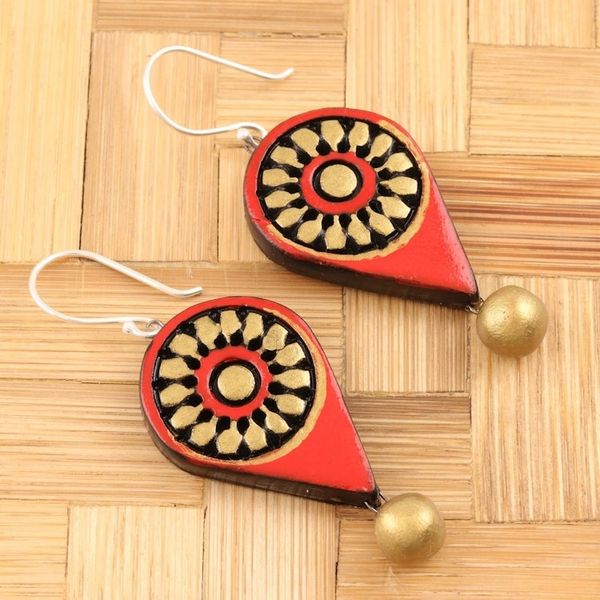 Alternate image for Hand Painted Ceramic Dangle Earrings from India Bullseye