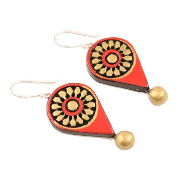 Alternate image for Hand Painted Ceramic Dangle Earrings from India Bullseye