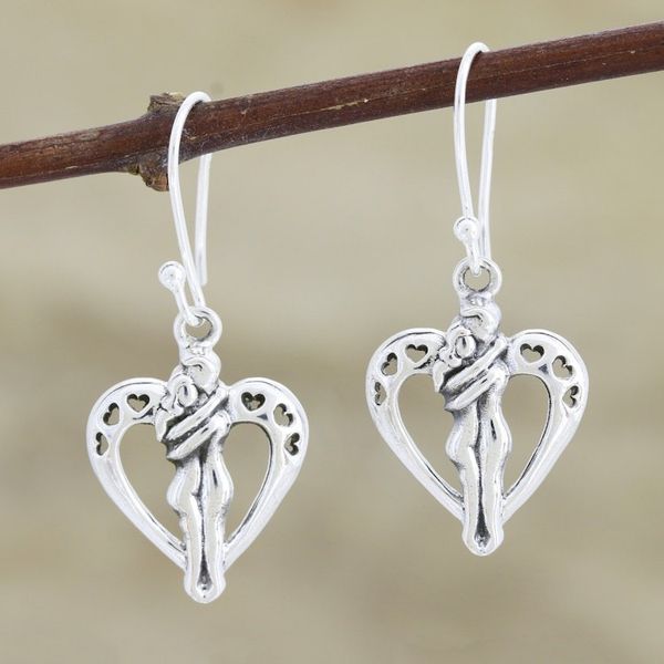 Alternate image for Romantic Sterling Silver Heart Earrings from India Romantic Love