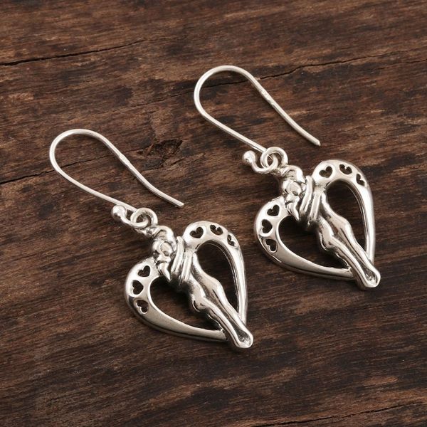 Alternate image for Romantic Sterling Silver Heart Earrings from India Romantic Love