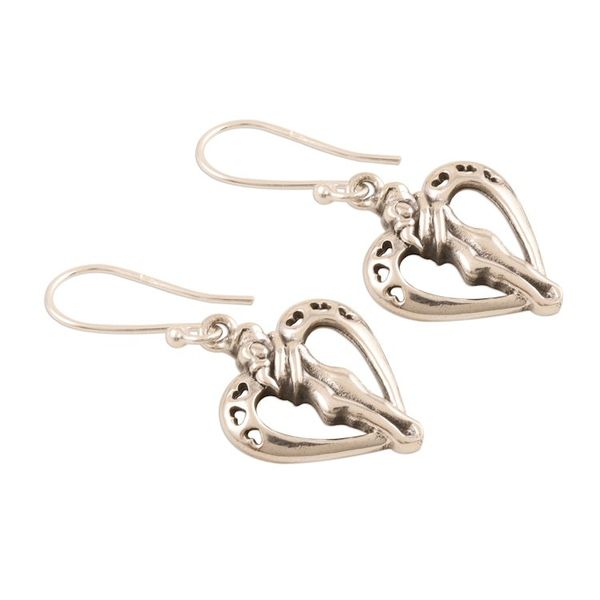 Alternate image for Romantic Sterling Silver Heart Earrings from India Romantic Love