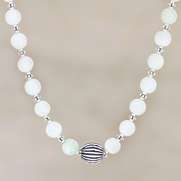Alternate image for Hand Crafted Aventurine and Sterling Silver Beaded Necklace Star Glow