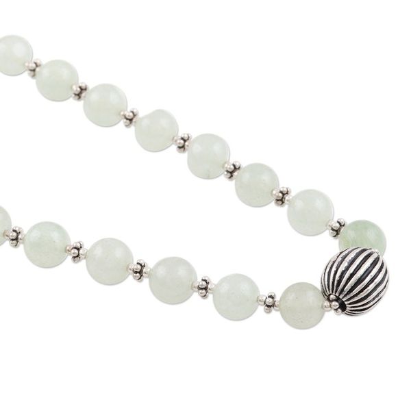 Alternate image for Hand Crafted Aventurine and Sterling Silver Beaded Necklace Star Glow