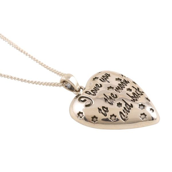 Alternate image for Sterling Silver Puffed Heart Pendant Necklace Moon Promise
