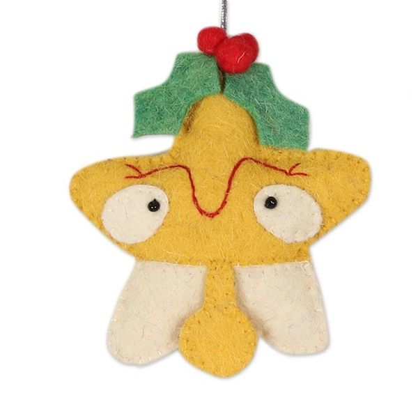 Alternate image for Set of 4 Wool Felt Gingerbread Star Ornaments Star Cookies