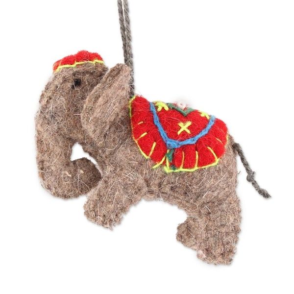 Alternate image for Wool Felt Elephant Ornaments from India Set of 6 Cute Elephants