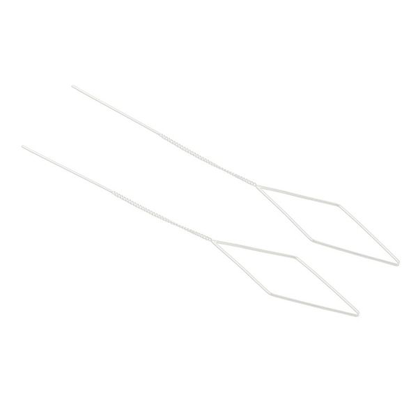 Alternate image for Diamond Shaped Sterling Silver Threader Earrings Singular Diamond