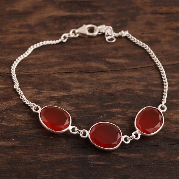 Alternate image for 15-Carat Carnelian Link Bracelet from India Fiery Glisten
