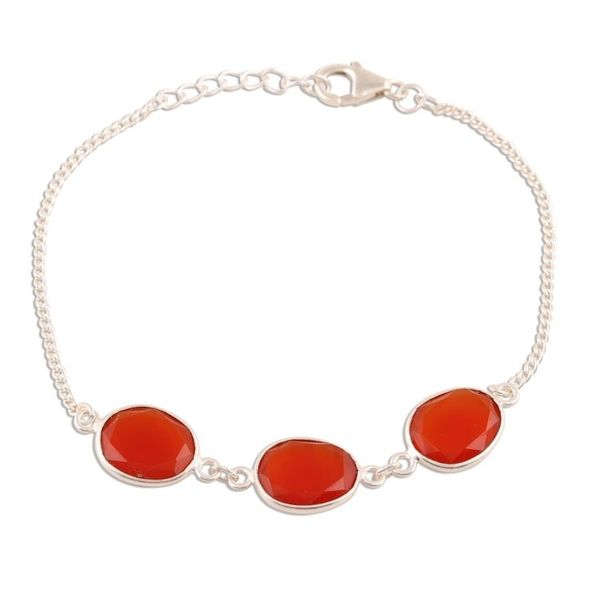 Alternate image for 15-Carat Carnelian Link Bracelet from India Fiery Glisten
